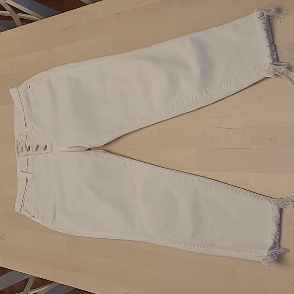 LIKE NEW Madewell 10" High Rise Skinny Cropped Fringed Hem Button Closure Jeans